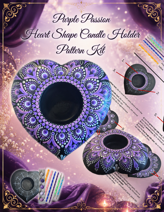 Purple Passion Heart Shape Candle Holder Pattern Kit
