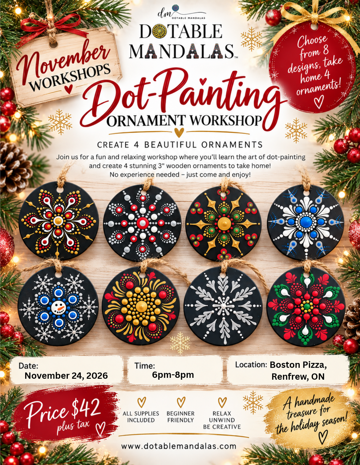 Renfrew-Holiday Wooden Ornament Dot-Painting Workshop