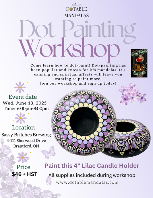 Brantford-4" Lilac Mandala Candle Holder Dot-Painting Workshop