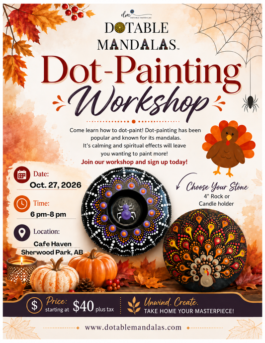 Sherwood Park-Halloween Spider Candle Holder & Thanksgiving Turkey Rock Dot-Painting Workshop
