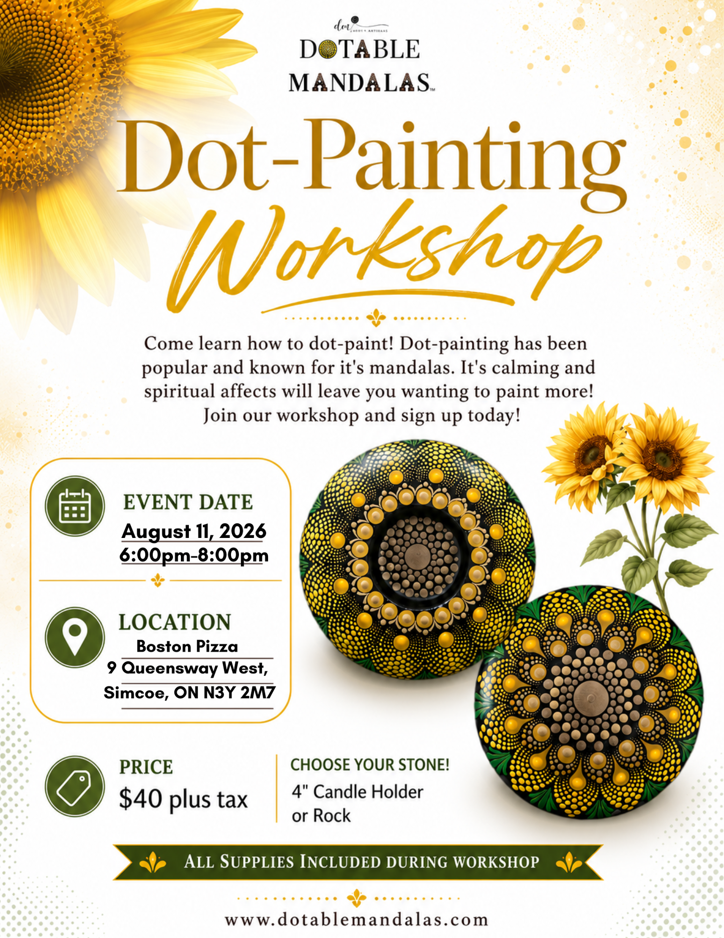 Simcoe-Sunflower Theme Dot-Painting Workshop