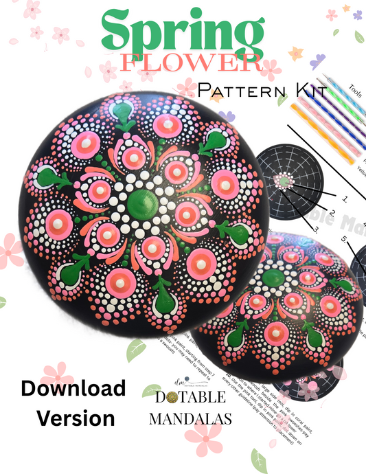 4" Spring Flower Rock Dot-Painting Pattern Download Version