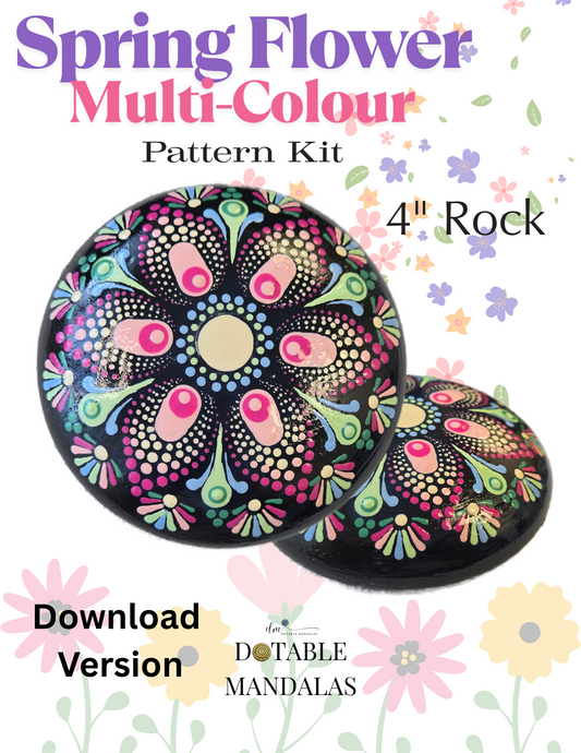 Spring FLower-Multi-Color Dot-Painting Pattern Kit-Download Version