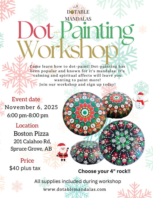 Spruce Grove-Holiday Dot-Painting Workshop: Snowman or Santa 4" Rock