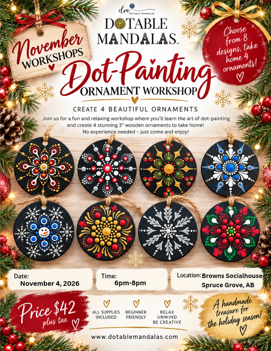 Spruce Grove-Holiday Wooden Ornament Dot-Painting Workshop