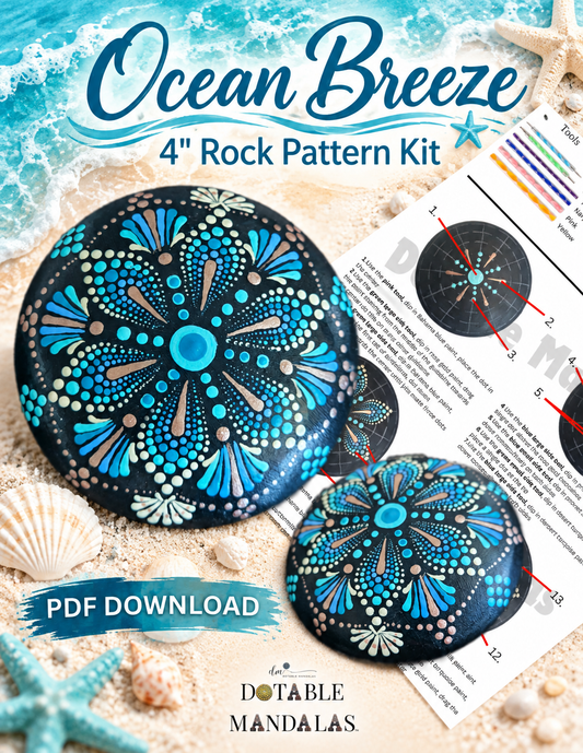 Ocean Breeze 4" Rock Dot-Painting Pattern – PDF Download