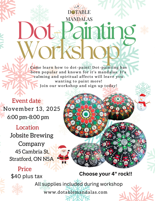 Stratford-Holiday Dot-Painting Workshop: Snowman or Santa 4" Rock