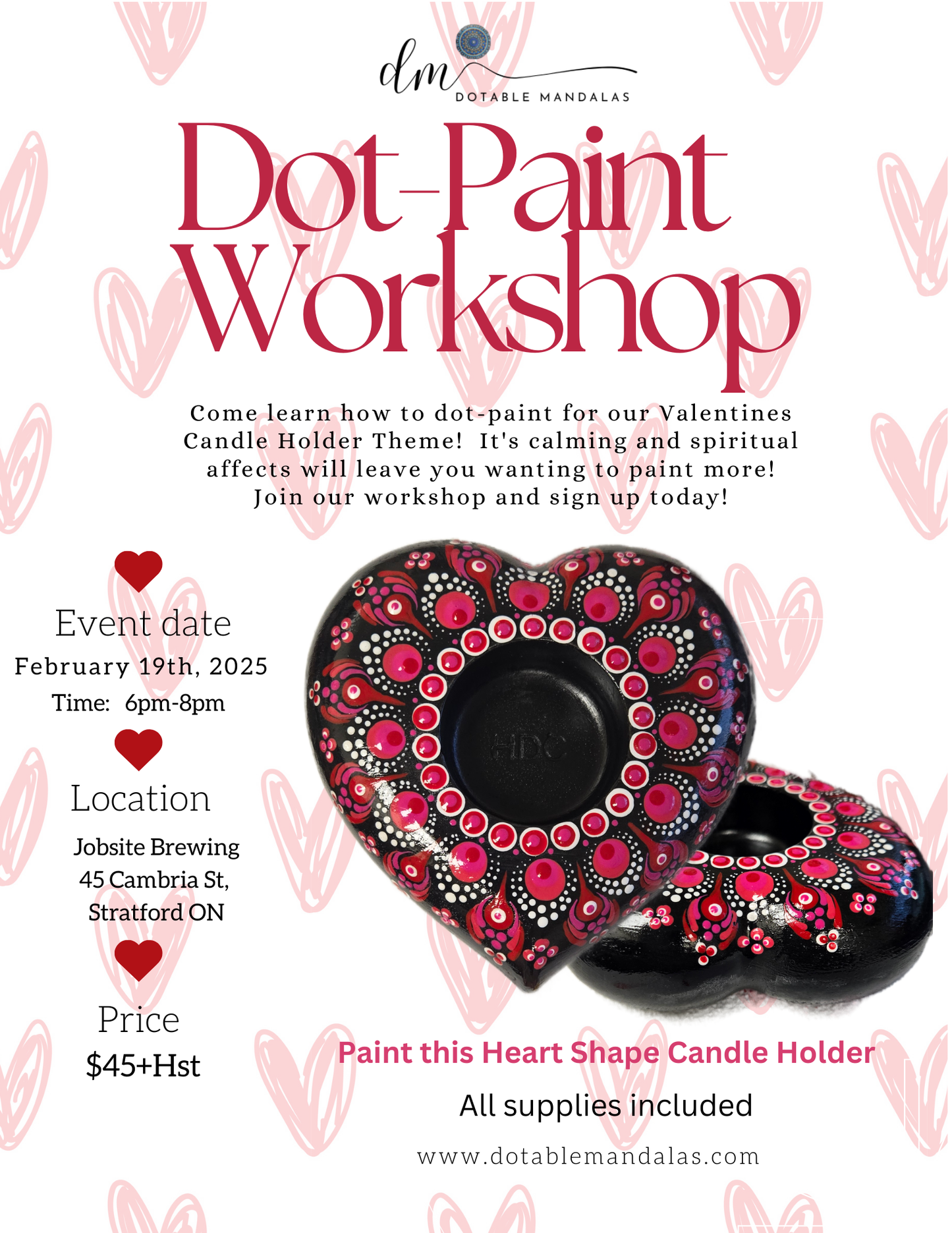 Stratford-Valentine's Theme Candle Holder Dot-Paint Night