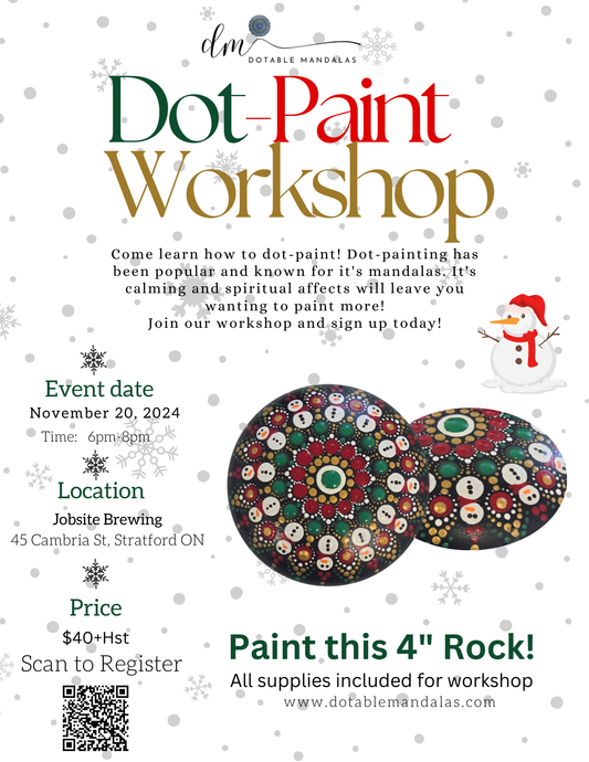 Stratford-Jobsite Brewing-4" Snowman/Holiday Rock Dot-Paint Night (NOV)