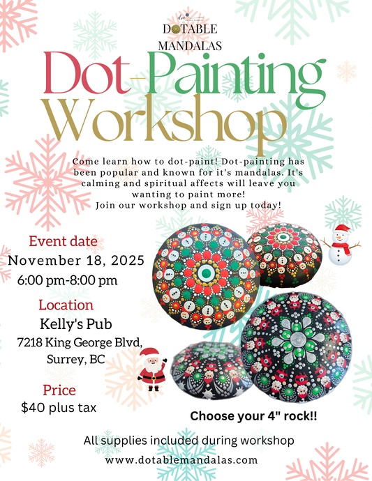Surrey-Holiday Dot-Painting Workshop: Snowman or Santa 4" Rock