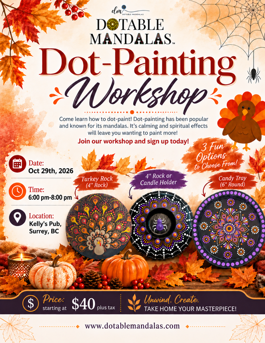 Surrey-Halloween Spider Candle Holder, Candy Tray & Turkey Rock Dot-Painting Workshop