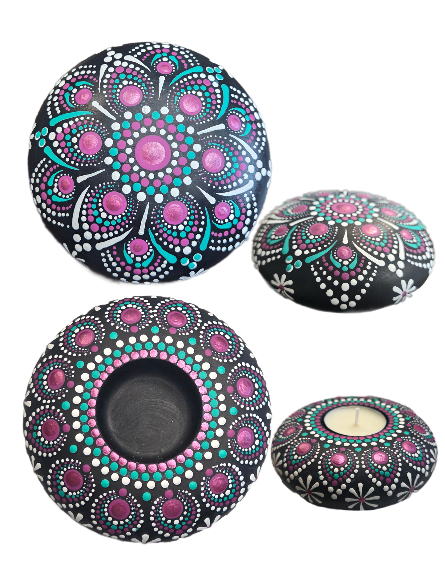 Bowmanville-4" Lotus at Dusk Mandala Rock or Candle Holder Workshop