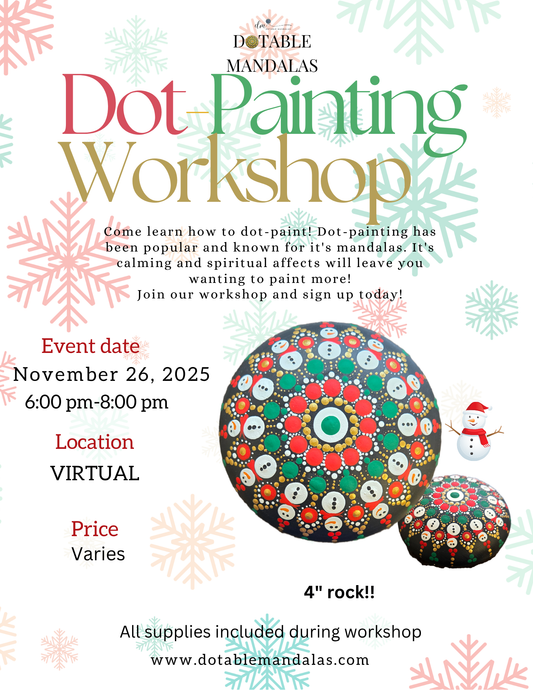 Virtual Dot-Painting Workshop- Snowman 4" Rock