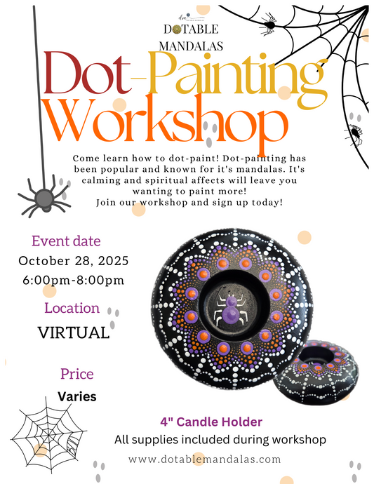 Virtual Dot-Painting Workshop-4" Spider Web Candle Holder