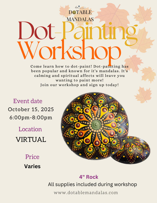Virtual Dot-Painting Workshop: Autumn Leaves 4" Rock