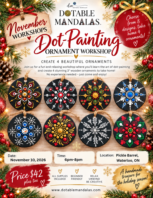 Waterloo-Holiday Wooden Ornament Dot-Painting Workshop