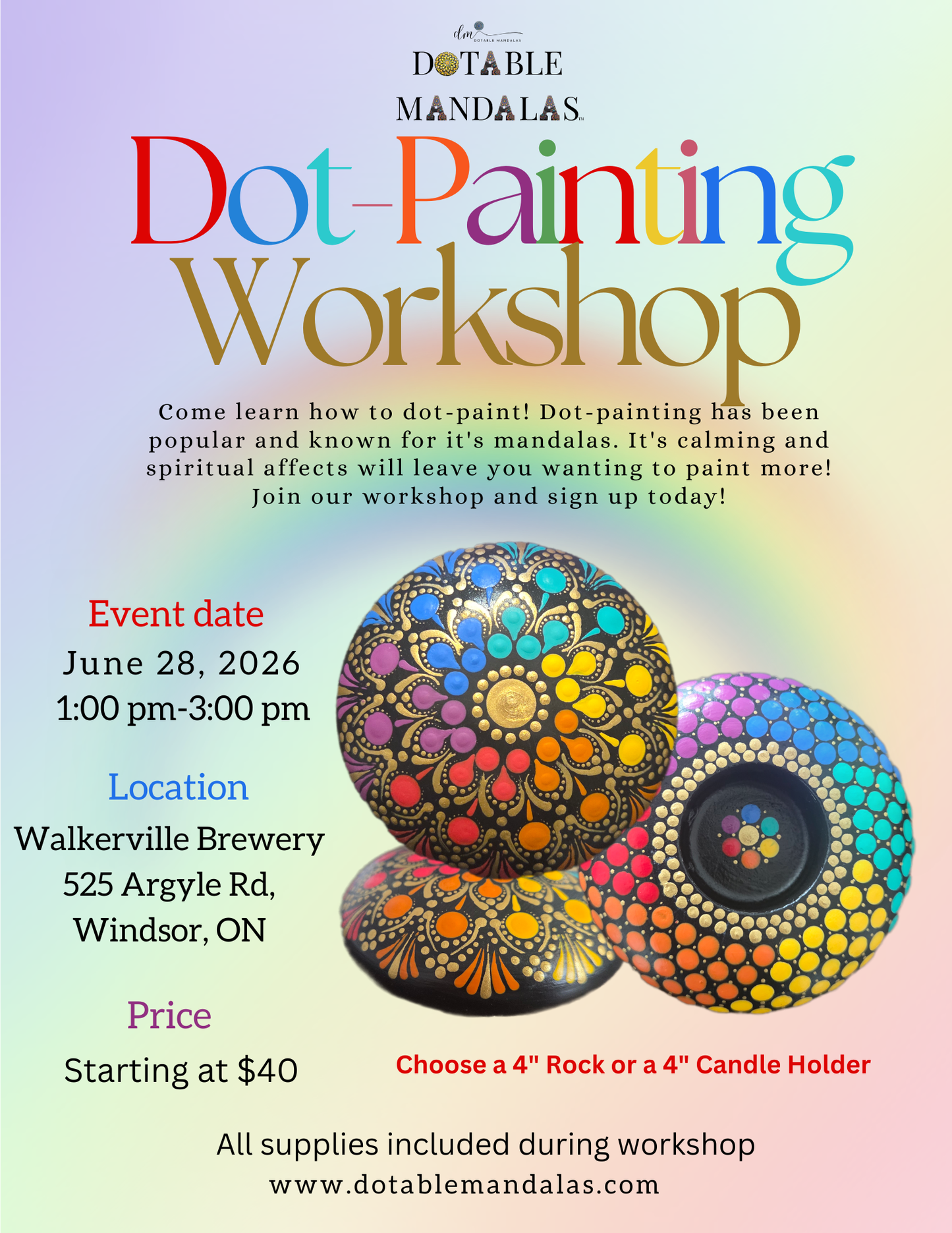 Windsor-Rainbow Harmony Dot-Painting Workshop
