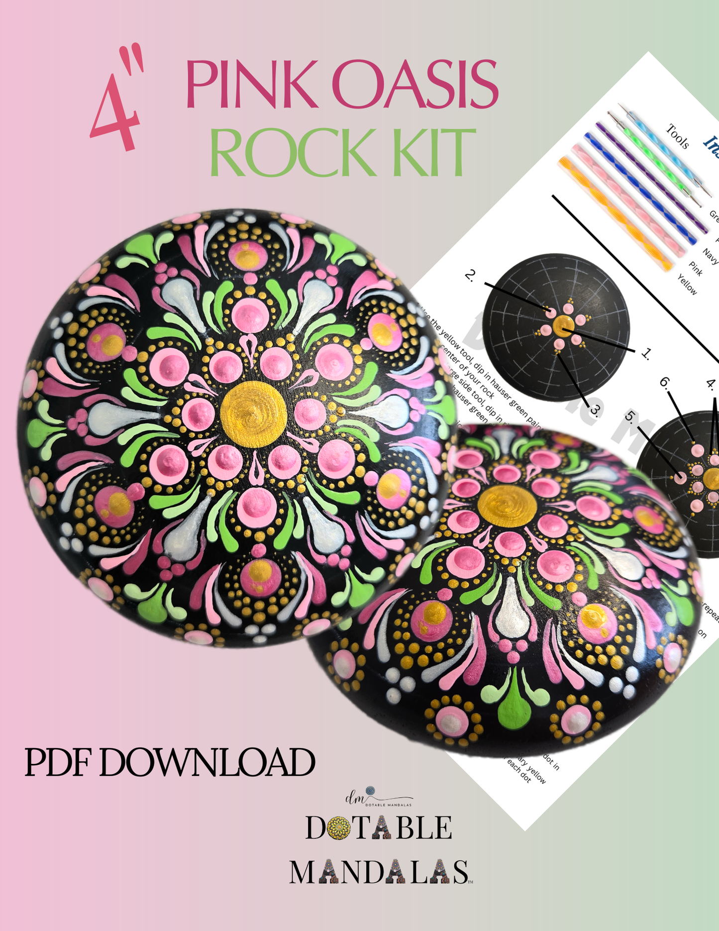Pink Oasis Rock – 4" Pattern Kit (Digital Download)
