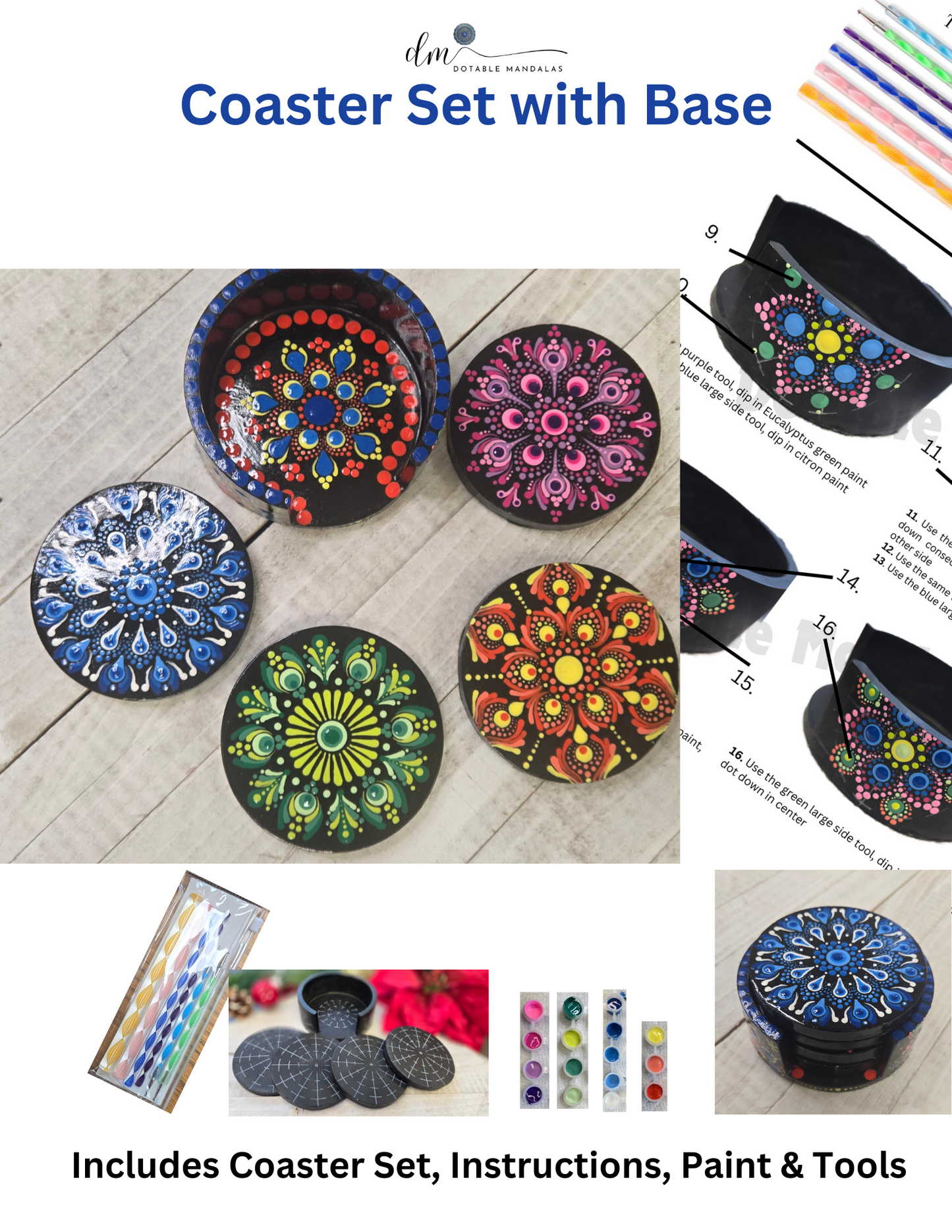 Dot-Painting Coaster Set Workshop at Dotable Mandalas