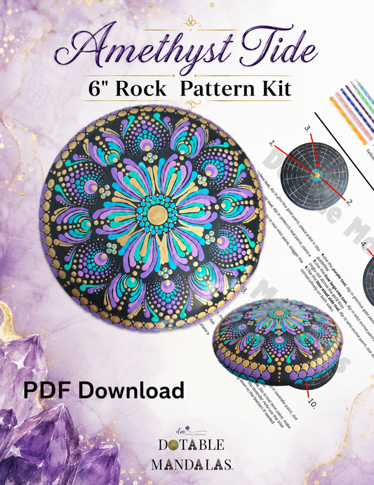 Amethyst Tide 6" Rock Dot-Painting Pattern (PDF Download)