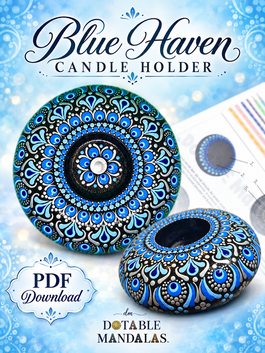 Blue Haven 4" Candle Holder Dot-Painting Pattern (PDF Download)