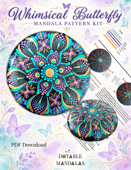 Whimsical Butterfly 5" Rock Dot-Painting Pattern (PDF Download)