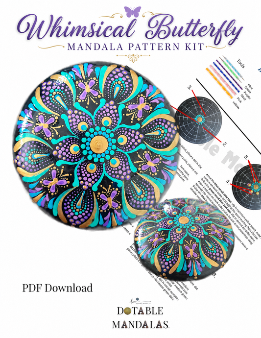 Whimsical Butterfly 5" Rock Dot-Painting Pattern (PDF Download)