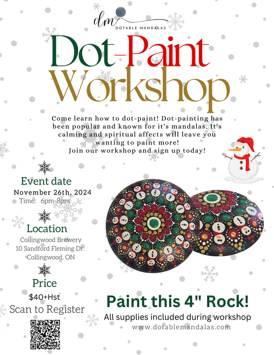 Collingwood-4" Holiday/Snowman Rock Dot-Paint Night