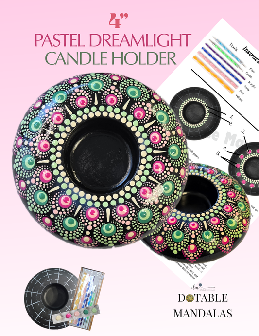 4" Pastel Dreamlight Candle Holder Dot-Painting Pattern Kit