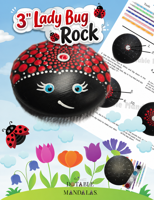 Lady Bug 3" Rock Dot-Painting Pattern Kit