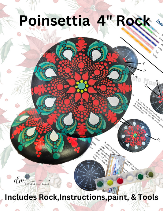 Poinsettia Pattern Kit with Optional Add Ons with 4" Handcrafted Rock