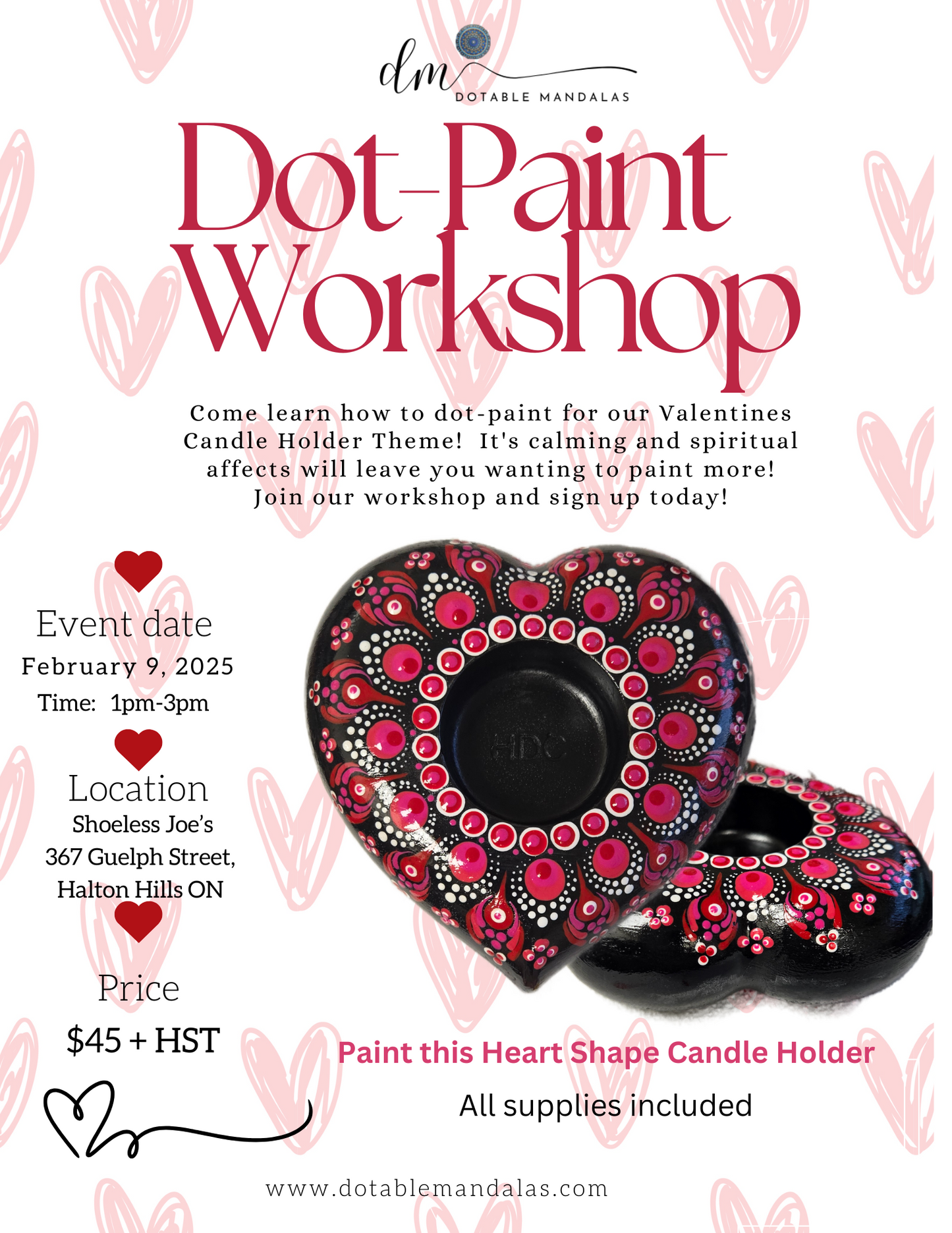 Georgetown-Valentine's Theme Dot-Painting Workshop: Heart-Shaped Candle Holders