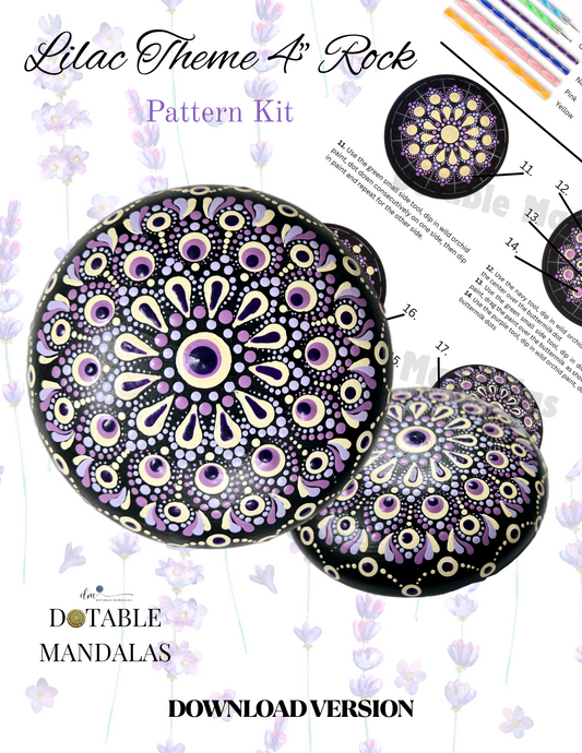 Lilac Theme Dot-Painting Rock Kit (PDF) Download Version