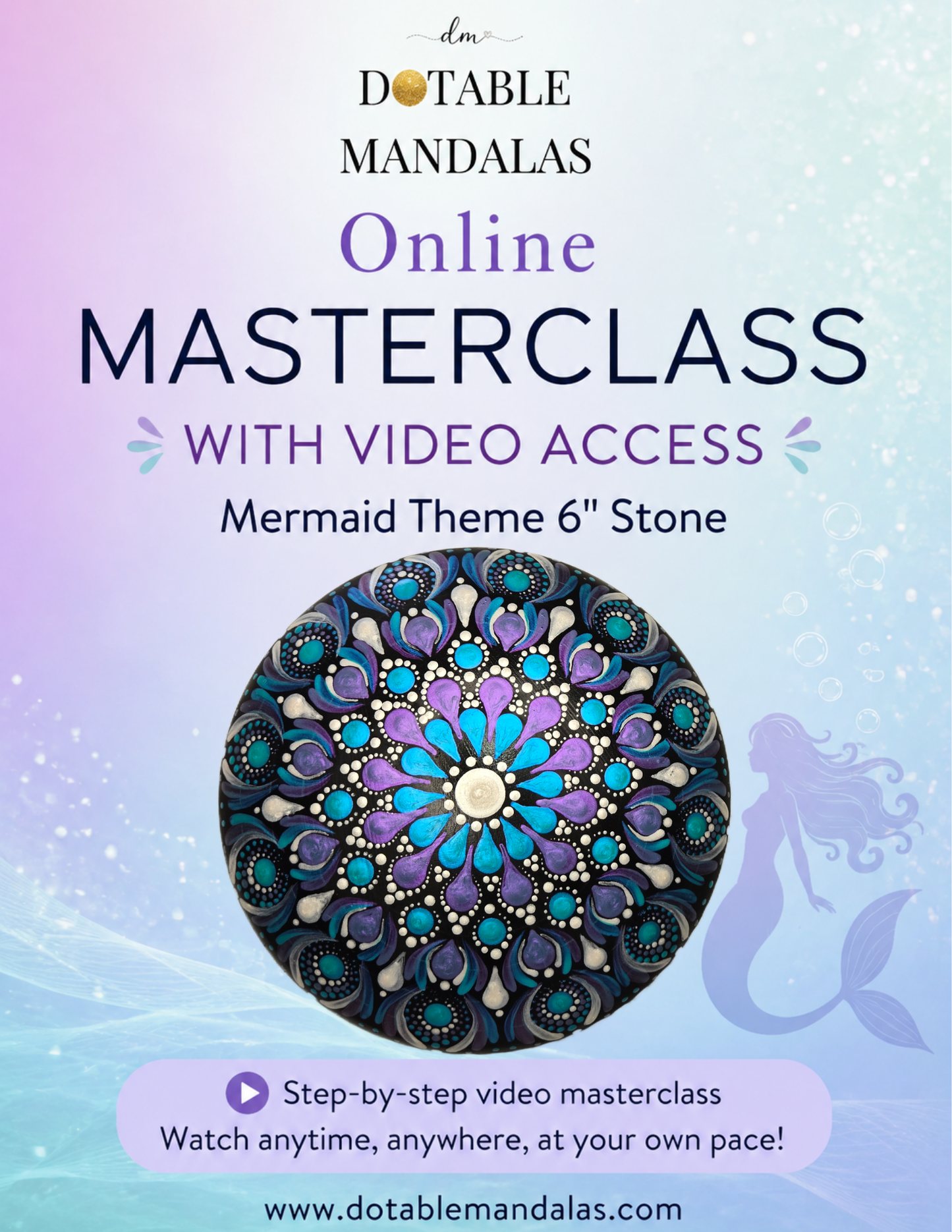 Mermaid Theme 6" Rock Dot-Painting Masterclass