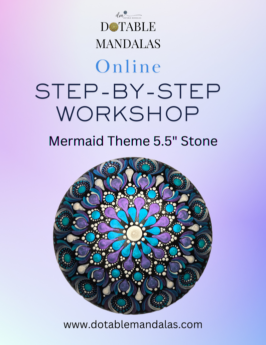 Mermaid Theme Mandala 5.5" Stone – Online Dot-Painting Course