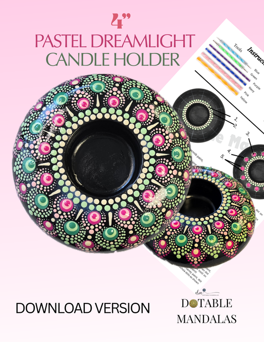 4" Pastel Dreamlight Candle Holder Dot-Painting PDF Pattern