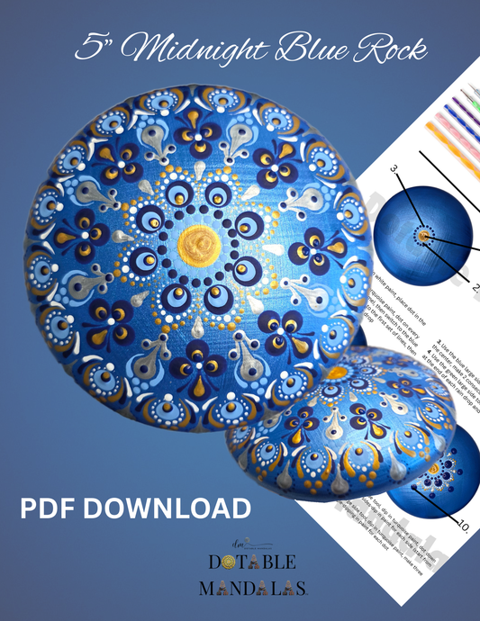 Midnight Blue 5" Rock Dot-Painting Pattern -PDF Download