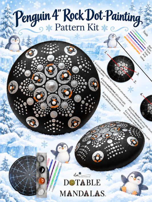 Penguin 4" Rock Dot-Painting Pattern Kit