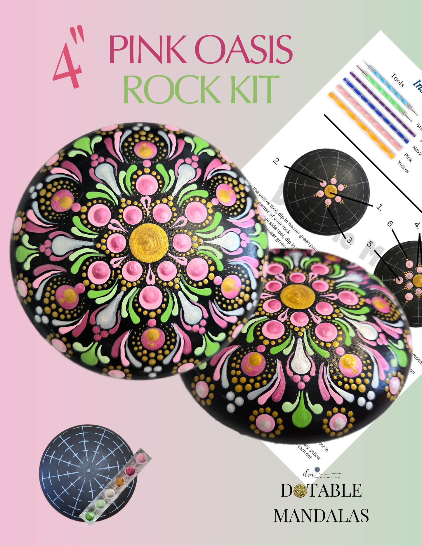 4" Pink Oasis Dot-Painting Pattern Kit