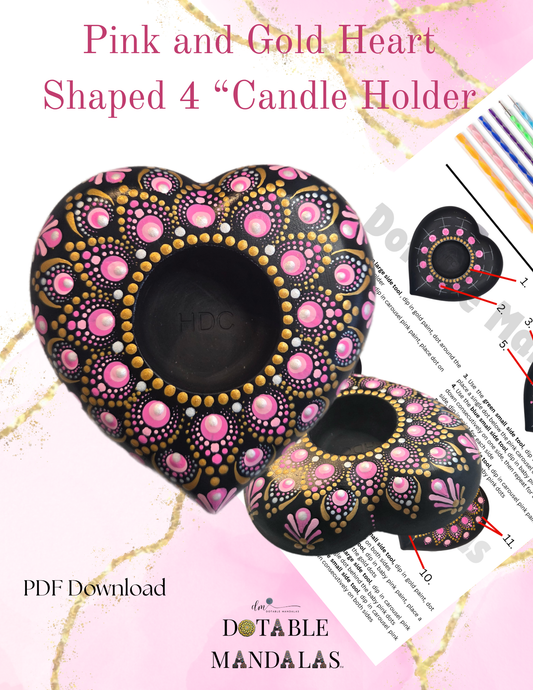 Pink & Gold Heart Shaped Candle Holder Pattern -PDF Download