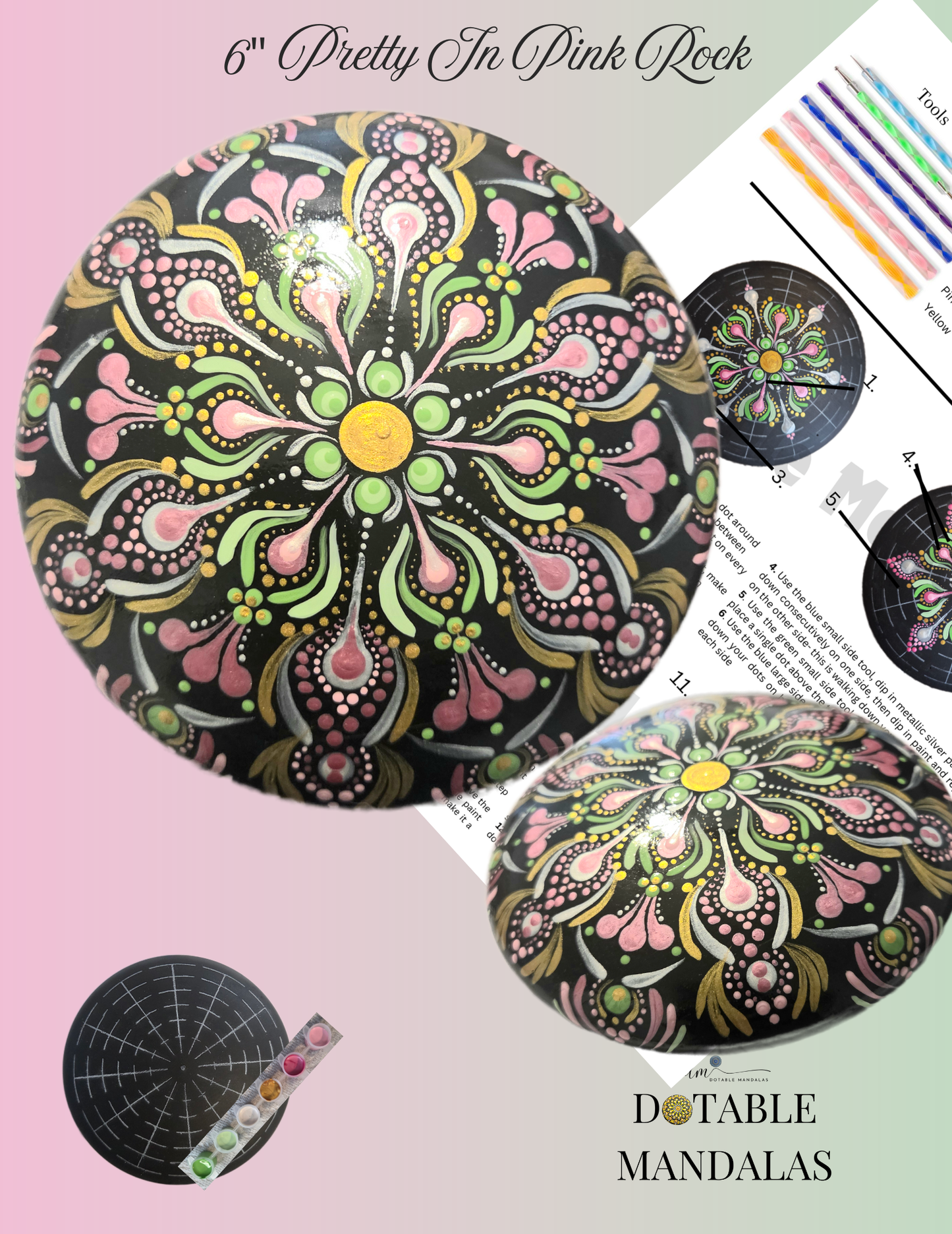 Pretty In Pink 6" Rock Dot-Painting Pattern Kit