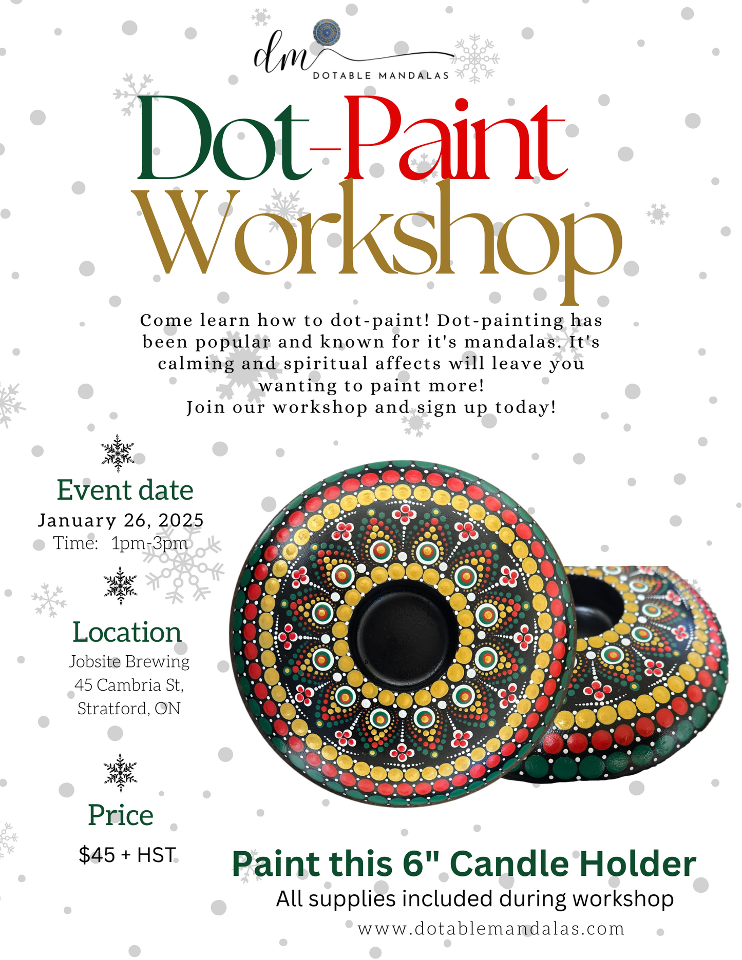 Stratford-6" Holiday Candle Holder Dot-Painting Workshop