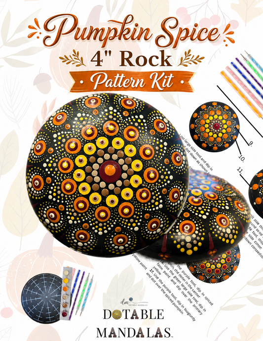 Pumpkin Spice 4" Rock Dot-Painting Pattern Kit