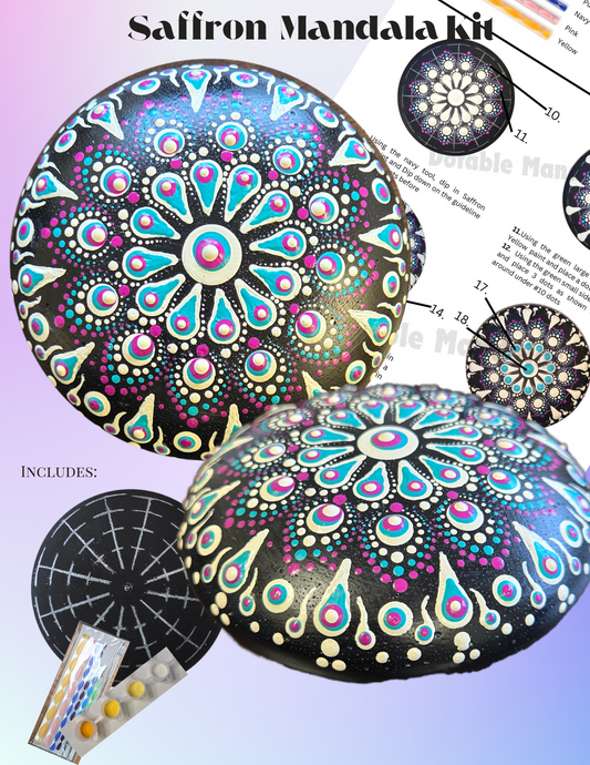 4" Aqua Violet Mandala Rock Pattern Kit