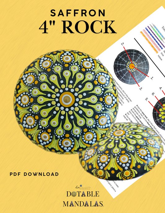 Saffron Mandala 4" Rock Dot-Painting Pattern-Download Version