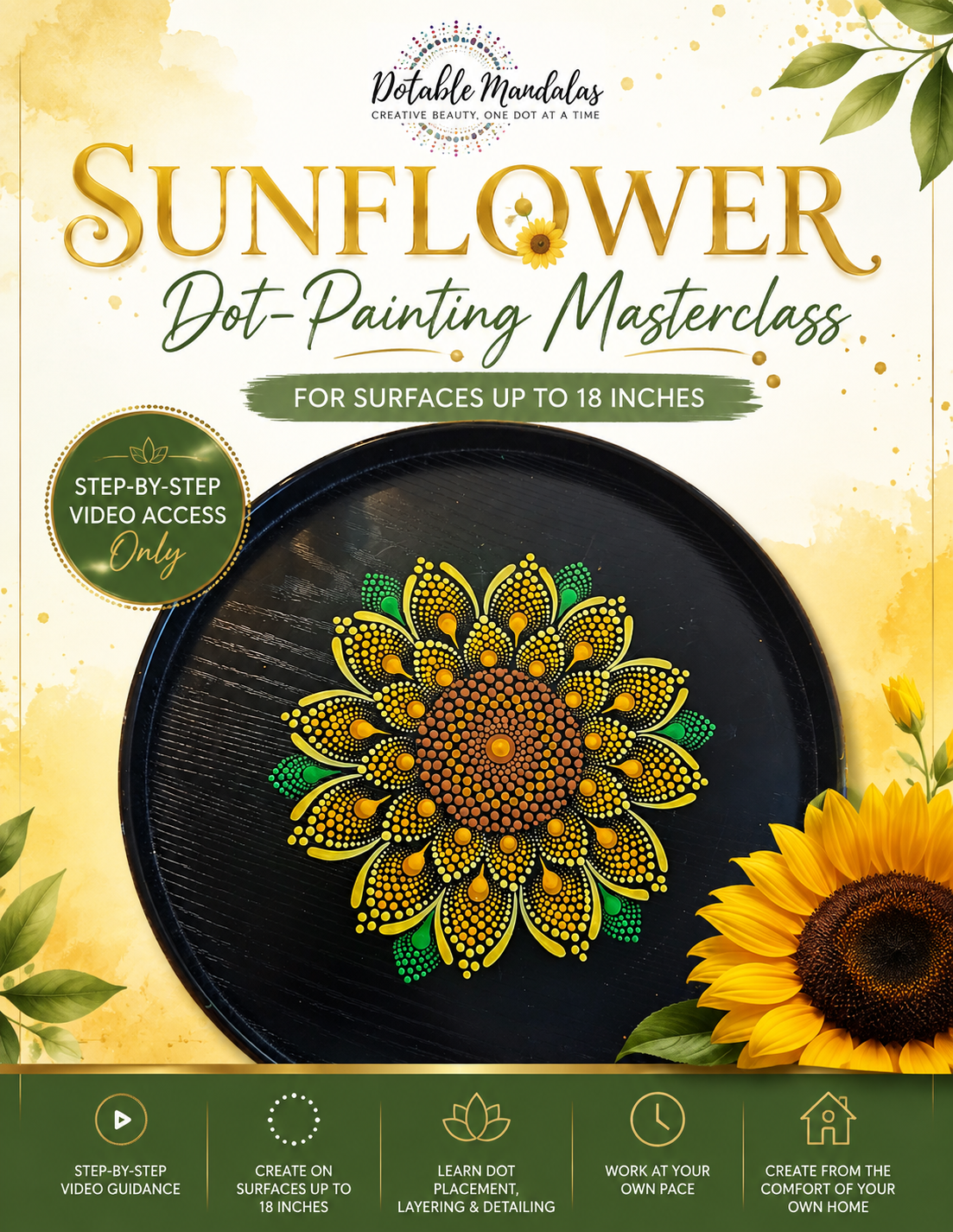 Sunflower Dot-Painting Masterclass – Video Access Only