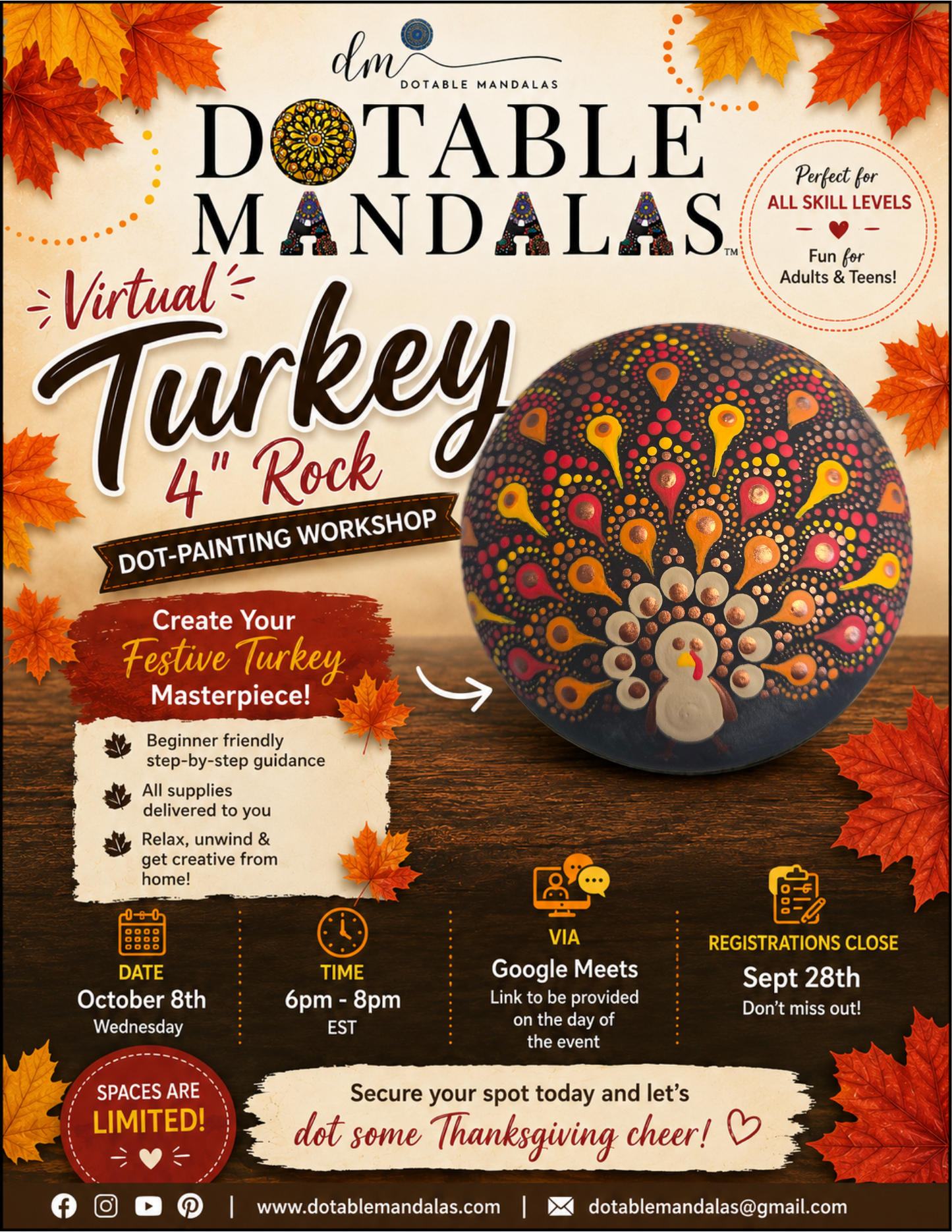 Virtual Turkey Themed Dot-Painting Workshop