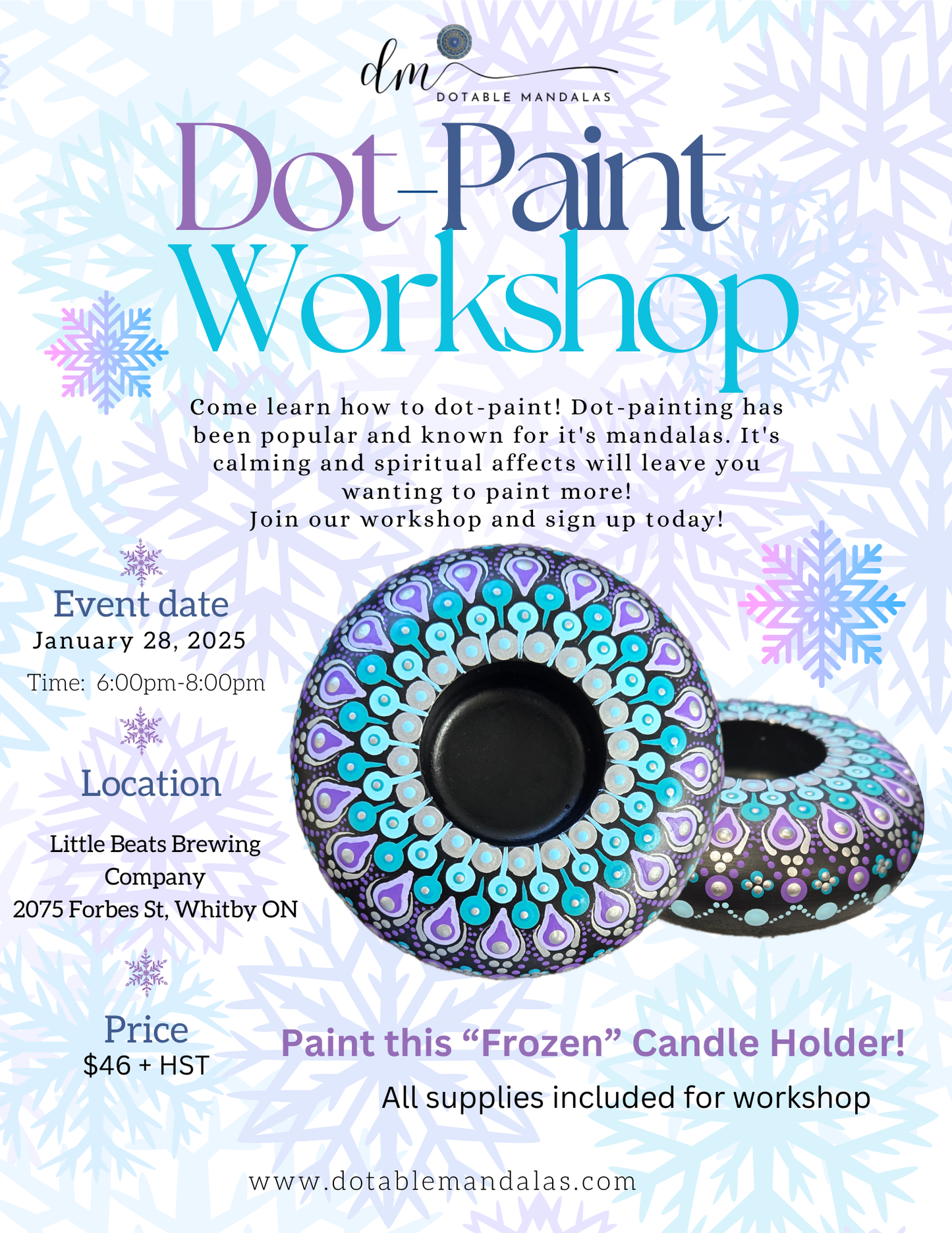 Whitby- Frozen Theme Candle Holder Dot-Paint Night