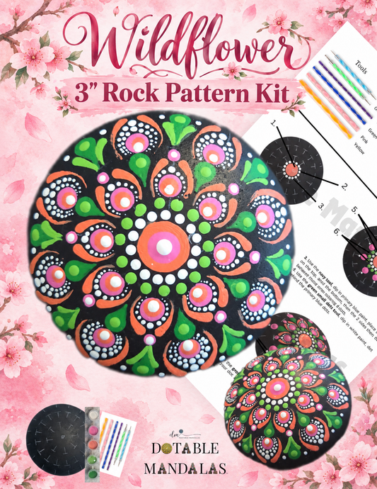 Wildflower Mandala – 3" Rock Dot-Painting Kit