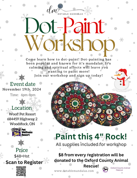 Woodstock-4" Handcrafted Snowman Rock Workshop for a Cause!